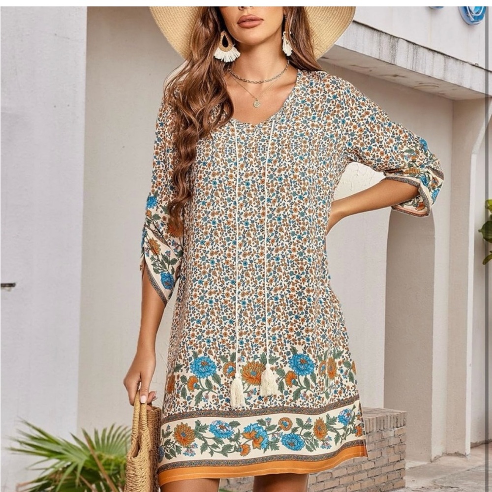 Hotouch Floral Boho Dress with Tassel Size XL - Picture 6 of 8
